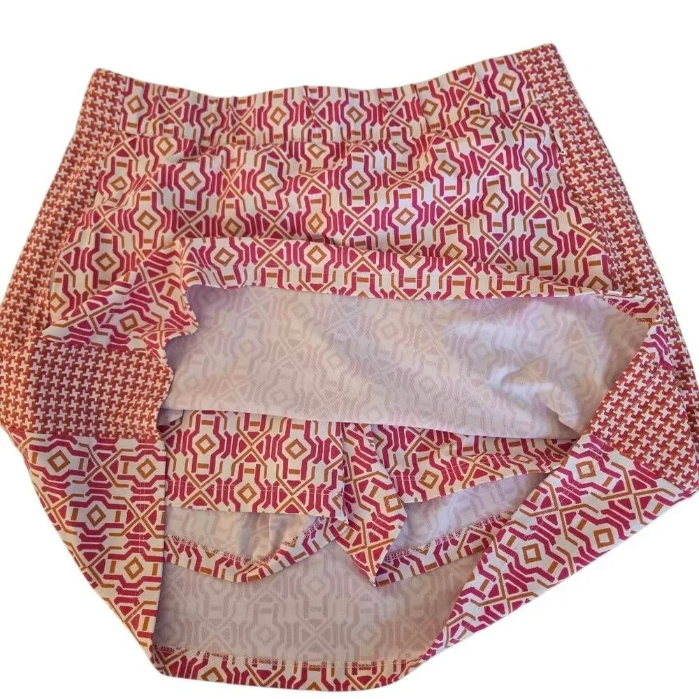 J. McLaughlin Womens 2-Piece Golf Ruffle Top and Skort Set Pink White Sz Small